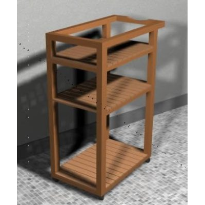 Carrito en madera con estantes 33x52x79 cm.