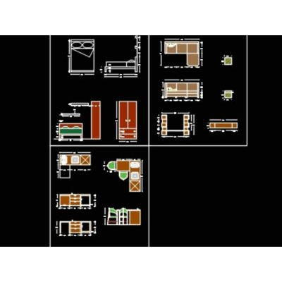 Dormitorio de muebles de apartamento pequeno; sala; cocina