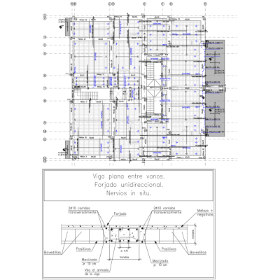 Plano de Forjado Unidireccional para Edificio Residencial