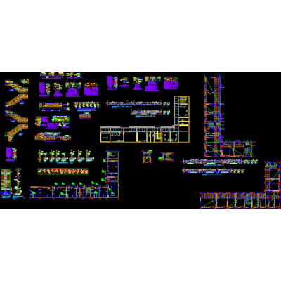 Plano de estructuras y detalles constructivos de oficina