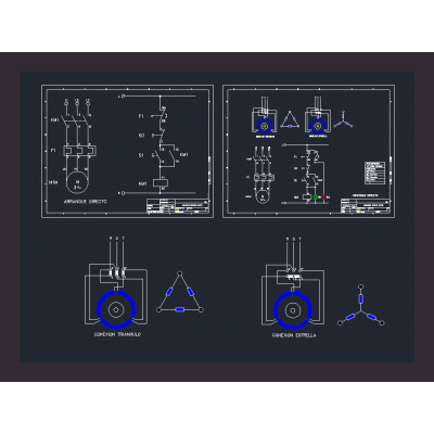 Starter star delta triphasic motor