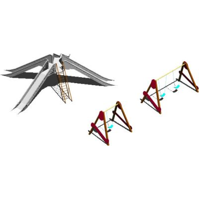 Scivolo a stella e altalene 3d