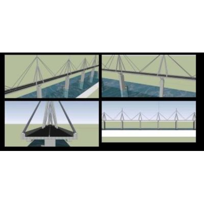 Puente atirantado de 6 vanos sobre el mar - sketchup