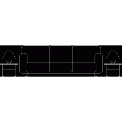 Sofa con mesas vista frontal