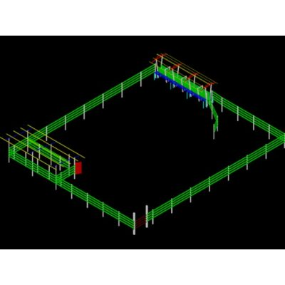 Corral para vacunos con manga en 3d