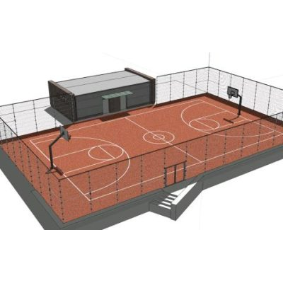 Cancha de baloncesto 3d