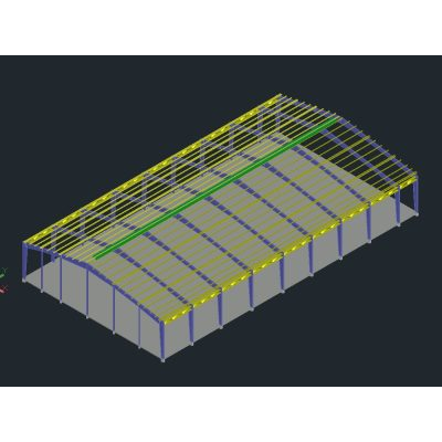 Nave Industrial 3D Detalles Estructurales