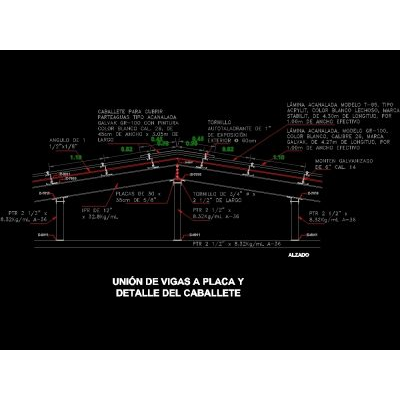 Plano en autocad de una cubierta metalica