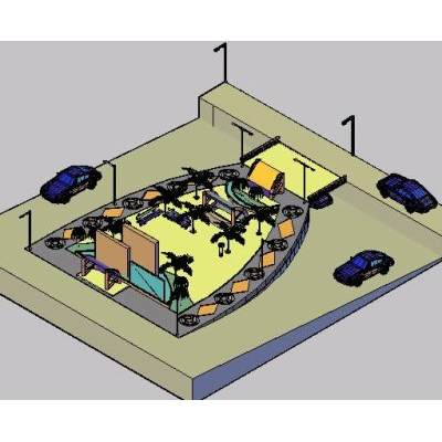 Plaza y parador bus con detalle 3d