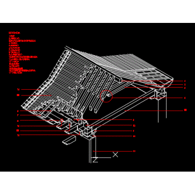 Estructura de madera y nudillo para cubierta