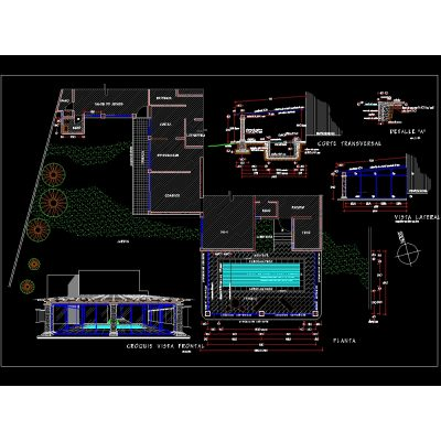 Alberca o piscinas con detalles constructivos