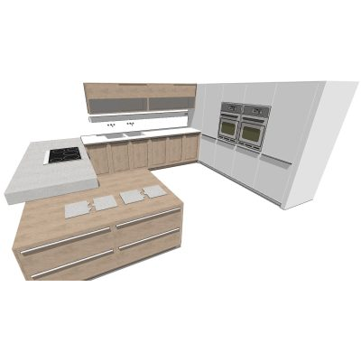 Cocina Moderna con Isla y Torre de Hornos
