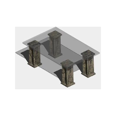 Set of 3D Tables and Pedestals