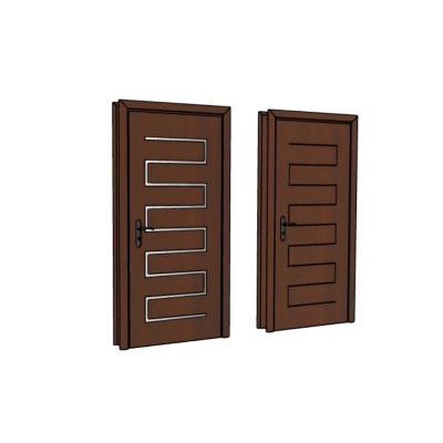 Puerta 3d en madera lista para renderizar