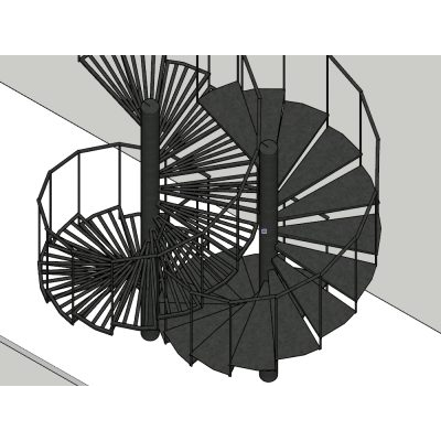 Detalle de unas escaleras de caracol modelado en 3d
