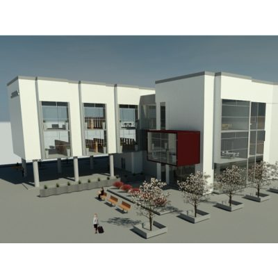 Biblioteca amueblada en revit