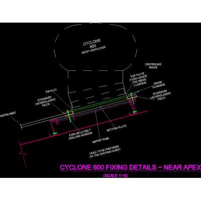 Cyclone ventilador de techo que se fijan detalles