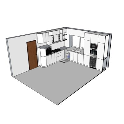 Cocina color blanco modelado en sketchup