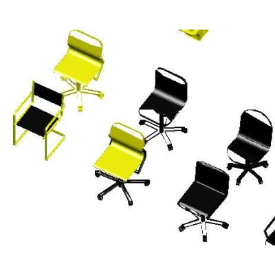 Conjunto de Sillas de Oficina en 3D