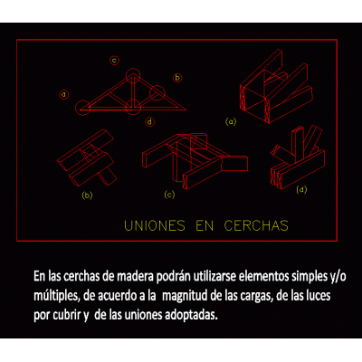 Union en cercha de madera