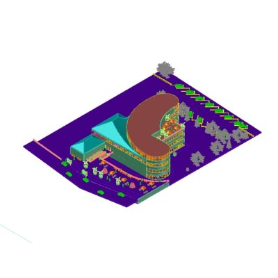 Plaza de mercado 3d ubicados con sus locales