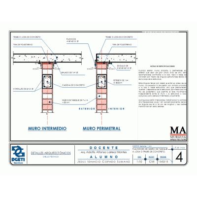 Detalles constructivos en muros