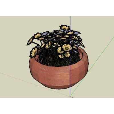 Flores  y pote -. sketch up componente