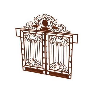 Ornamental Wrought Iron Double Gate (3D)