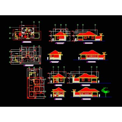 Casa residencial de 2 pisos con elevaciones.