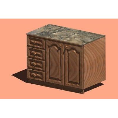 Mesada con cajoneras 3d con materiales aplicados