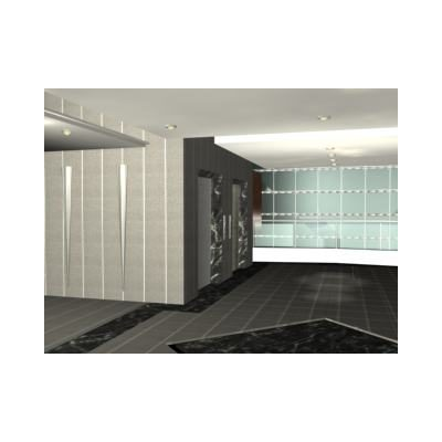 Ambiente hall ascensores y sala de espera-3d