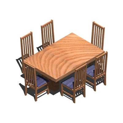 3d dining room table and chairs with applied materials