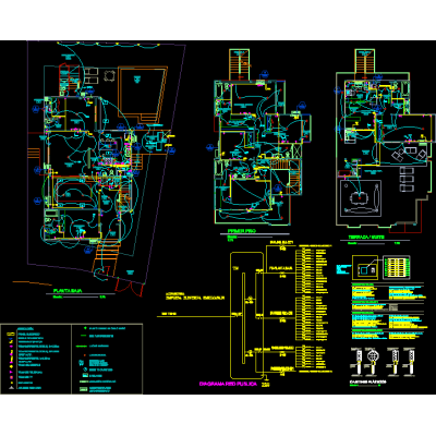 Proyecto electrico completo de una vivienda de 3 pisos