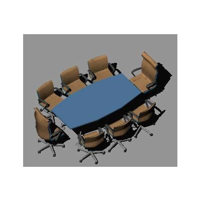 Mesa y sillas de oficina 3d
