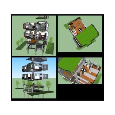 Corte fachada 3d