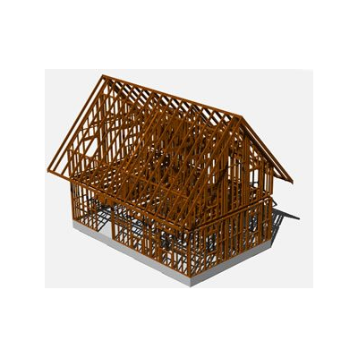 Estructura de madera de una cabana en 3d