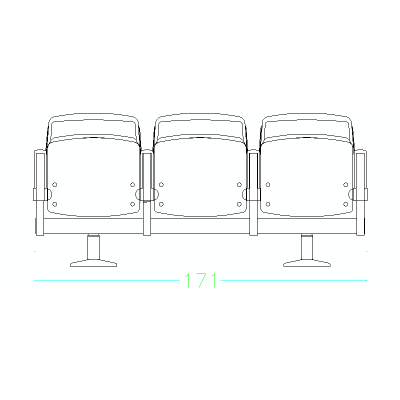 Conjunto De Tres Butacas De Cine En Alzado Frontal