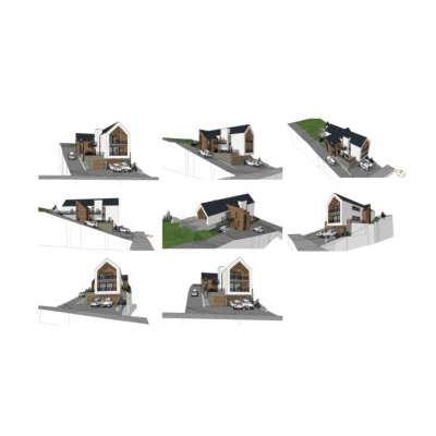 Mountain house white villa 3 floors town