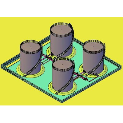 Tanques com tubos 3d