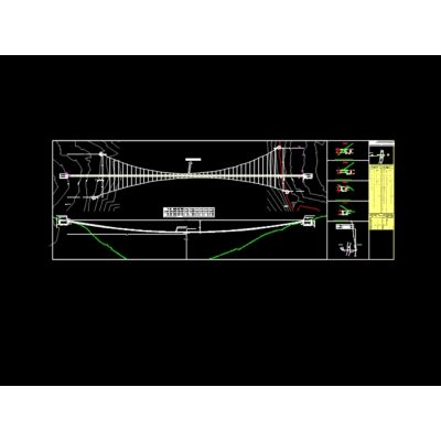 Puente colgante de 120m de largo autocad