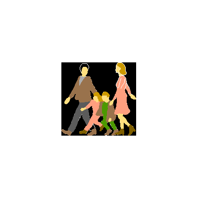 Famiglia che cammina in elevazione 2D