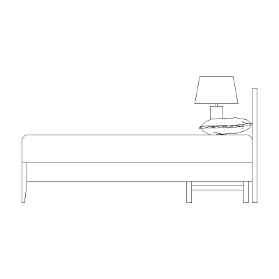 Cama En Vista Lateral Con Mesilla De Noche Y Lampara