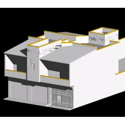 Casa en 3d con locales comerciales