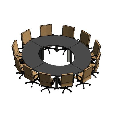 Mesa de conferencia circular con sillas
