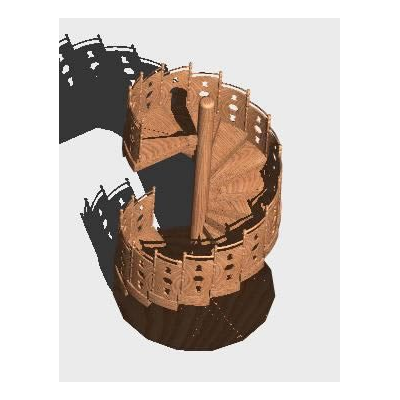 Escalera caracol madera 3d