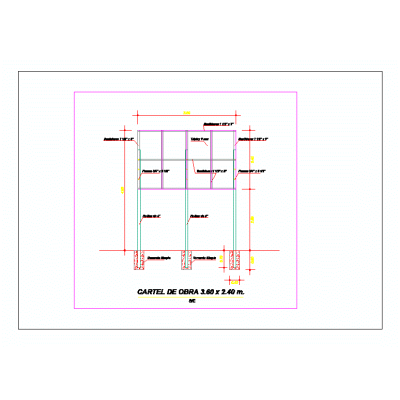 Diseno de Cartel de Obra 3.60 x 2.40 m