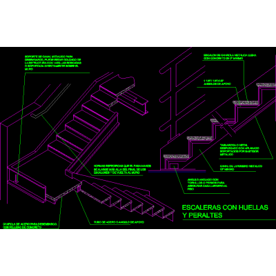 Escalera Detallada en Metal y Concreto