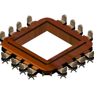 Mesa y sillas para sala de juntas en 3d