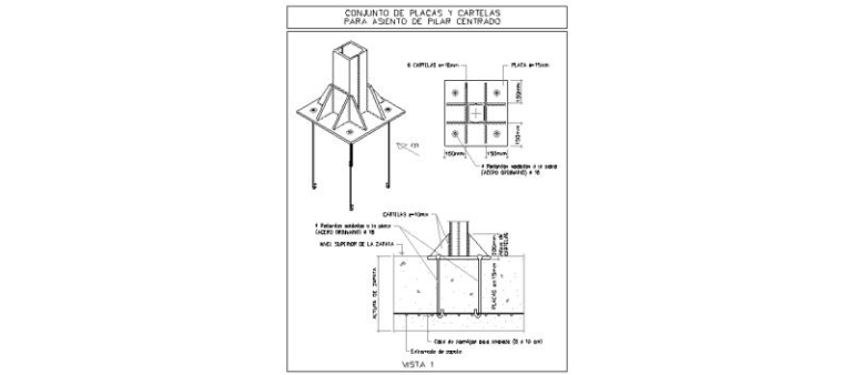 Set of plates and brackets for centered column