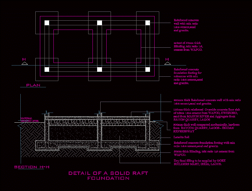 Construction Details Of Raft Foundations In Autocad Cad Library